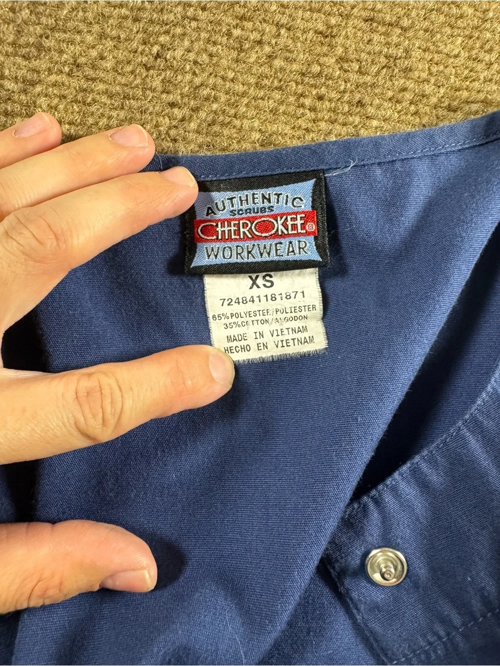 Women’s‎ Scrub Jacket XS Navy Blue Button Snap